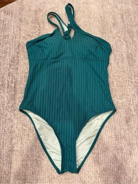 Women’s Teal Ribbed One-Piece Swimsuit